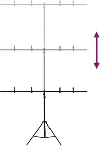 vidaXL Βάση Φόντου σε Σχήμα Τ Μαύρη 151x60x(70-200) εκ.