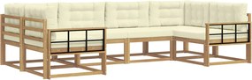 vidaXL Σειρά Καναπέ Εξωτερικού με μαξιλάρι 6 pcs Λευκό και Κρεμ