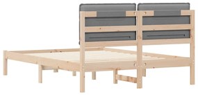 vidaXL Σκελετός Κρεβατιού με Επενδεδυμένο Κεφαλάρι Ανοιχτό γκρι