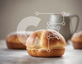 Σετ των 2 Intra Συλλεκτικό Ξύλινο Παζλ Plywood 4mm - Ομάδα κουλούρια με ζάχαρη άχνη και φλιτζάνι καφέ Σε Ξύλινο Κουτί - Διαστάσεις: 10x10 cm – 25 κομμάτια