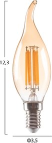 ΛΑΜΠΤΗΡΑΣ HM4047.02 ΣΤΥΛ ΦΛΟΓΑ LED FILAMENT 6W E14 3000K GOLD DIMMABLE