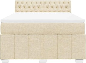 vidaXL Κρεβάτι Boxspring με Στρώμα Κρεμ 140x190 εκ. Υφασμάτινο