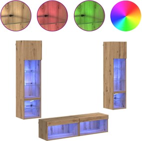 vidaXL Μονάδα Τοίχου Τηλεόρασης 6 pcs Artisan Oak Επεξεργασμένο ξύλο