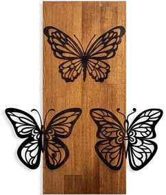 Διακοσμητικό Τοίχου Butterflies 891TNL2346 47x58cm Walnut-Black Wallity Μέταλλο,Ξύλο