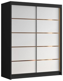 Ντουλάπα Atlanta 194, Άσπρο, Μαύρο, 200x150x58cm, 109 kg, Πόρτες ντουλάπας: Ολίσθηση | Epipla1.gr