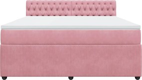 vidaXL Κρεβάτι Boxspring με Στρώμα Ροζ 180x200 εκ. Βελούδινο
