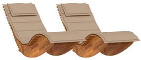 vidaXL Ξαπλώστρα 2 pcs Καφέ 60 x 154 x 74εκ Μασίφ ξύλο ακακίας