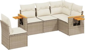 vidaXL Patio Sofa Set 5-θέσια Beige and Cream
