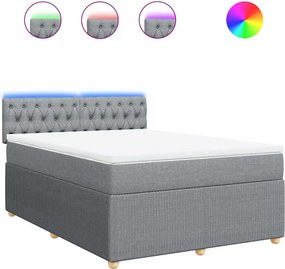 vidaXL Κρεβάτι Boxspring με Στρώμα Ανοιχτό Γκρι 140x200 εκ. Υφασμάτινο