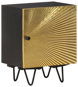 vidaXL Κομοδίνο 40 x 30 x 50 εκ. Ορειχάλκινη Πρόσοψη Μασίφ Ξύλο Μάνγκο