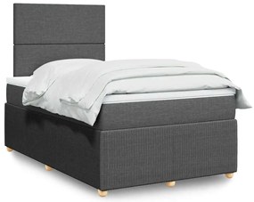 vidaXL Κρεβάτι Boxspring με Στρώμα Σκούρο Γκρι 120x200 εκ. Υφασμάτινο