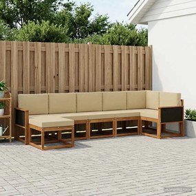 vidaXL Σειρά Καναπέ Εξωτερικού 7 pcs Φυσικό και Μπεζ Πολυεστέρας