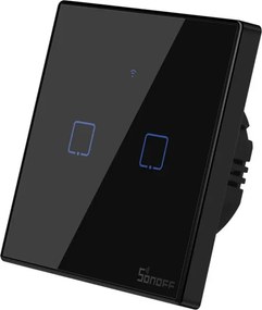 Διπλός διακόπτης SONOFF T3EU2C-TX-EU-R2 με Wi-Fi Smart Wall Touch Button Switch σε μαύρο χρώμα