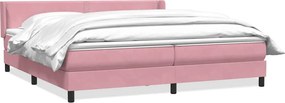 vidaXL Κρεβάτι Boxspring με Στρώμα Ροζ 180x210 εκ. Βελούδινο
