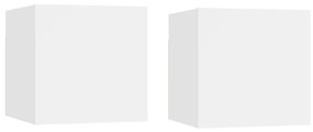 Κομοδίνα 2 Τεμαχίων Λευκά 30,5 x 30 x 30 εκ. από Μοριοσανίδα - Λευκό