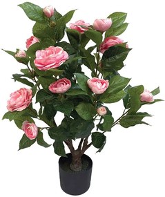 Τεχνητό Φυτό Σε Γλάστρα Καμέλια 04-10114 75cm Pink-Green Marhome Συνθετικό Υλικό