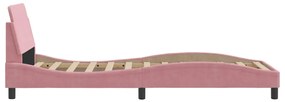 vidaXL Πλαίσιο Κρεβατιού με Κεφαλάρι Ροζ 90x200 εκ. Βελούδινο