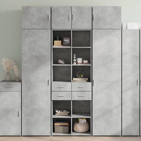 Ραφιέρα με Ντουλάπια Γκρι Σκυροδέμ. 70x42,5x225 εκ. Επεξ. Ξύλο - Γκρι