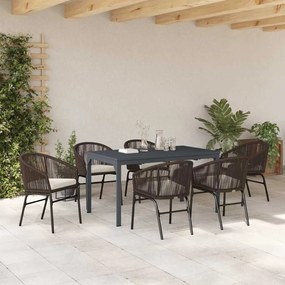 vidaXL Σέτ φαγητού για κήπο 7 pcs Καφέ Πολυ ράταν