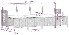 Σαλόνι Κήπου Σετ 5 Τεμαχίων Γκρι Συνθετικό Ρατάν με Μαξιλάρια - Γκρι