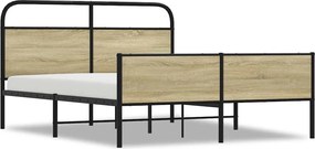 vidaXL Σκελετός Κρεβ. Χωρίς Στρώμα Sonoma Δρυς 150x200 εκ. Μεταλλικό