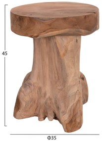 Τραπεζάκι σαλονιού Βοηθητικό LOGG Μασίφ Ξύλο Teak Φυσικό Φ35X45Y εκ. 35x35x45 εκ.