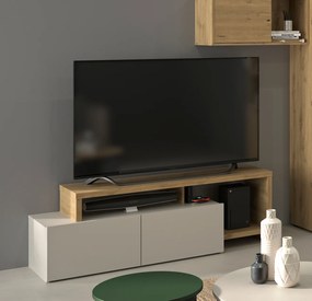 Craft έπιπλο τηλεόρασης με 2 πόρτες 155/136x45/36x50/33εκ. Artisan Oak / Grege
