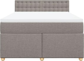 vidaXL Κρεβάτι Boxspring με Στρώμα Taupe 140x190 εκ. Υφασμάτινο