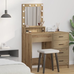 vidaXL Καθρέφτης με LED Φώταartisan oak 50x41x135 εκ