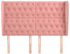Κεφαλάρι με Πτερύγια Ροζ 163x23x118/128 εκ. Βελούδινο - Ροζ