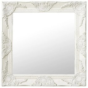 Καθρέφτης Τοίχου με Μπαρόκ Στιλ Λευκός 50 x 50 εκ. - Λευκό
