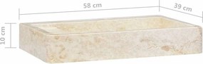 vidaXL Νιπτήρας Κρεμ 58 x 39 x 10 εκ. Μαρμάρινος