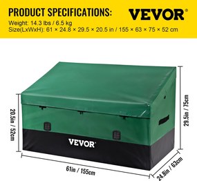VEVOR Outdoor Storage Box Patio Deck Box 567,8 L Αδιάβροχος μουσαμάς PE