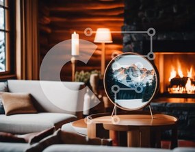 Intra Συλλεκτικό Ξύλινο Παζλ Plywood 4mm - Σαλόνι με θέα στο Βουνό Σε Ξύλινο Κουτί - Διαστάσεις Puzzle: 10x10 cm – 25 κομμάτια