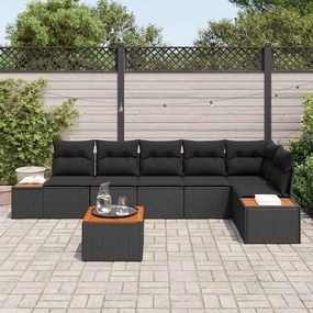 vidaXL Σετ Καναπέ Κήπου με μαξιλάρι 6 pcs Μαύρο Πολυρατάν