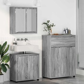 vidaXL Σετ Επίπλων Μπάνιου 3 pcs Γκρίζο Σονομα Επεξεργασμένο ξύλο