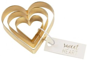 Κουπ Πατ Heart (Σετ 3Τμχ) LBTRD0090571 12x10x2,5/9x8x2,5/7x6x2,5cm Gold Raeder Stainless Steel