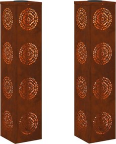 vidaXL Ηλιακό LED Φως Δρόμου 2 pcs Σκ rusty Ατσάλι Σκληρυθέν στον Αέρα