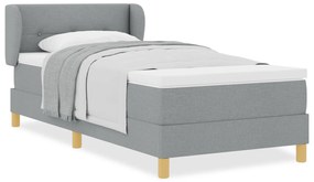 vidaXL Κρεβάτι Box Spring με Στρώμα σε Ανοιχτό Γκρι, 90x200 εκ., Ύφασμα