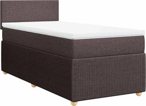 vidaXL Κρεβάτι Boxspring με Στρώμα Σκούρο Καφέ 90x200 εκ. Υφασμάτινο