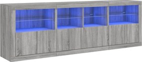 vidaXL Μπουφές με LED Γκρι Sonoma 202 x 37 x 67 εκ.