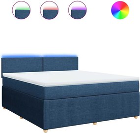 vidaXL Κρεβάτι Boxspring με Στρώμα Μπλε 180x200 εκ. Υφασμάτινο