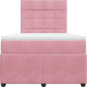 vidaXL Κρεβάτι Boxspring με Στρώμα Ροζ 120x200 εκ. Βελούδινο