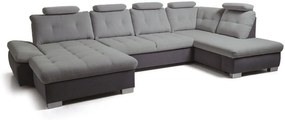 Γωνιακός καναπές Alcare XL-Δεξιά-Gkri anoixto - Gkri skouro - 360.00Χ205.00Χ87.00cm