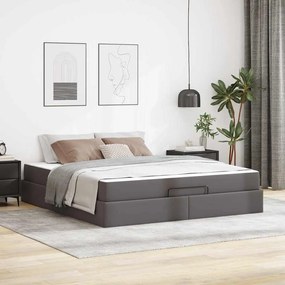 vidaXL Σκελετός κρεβατιού με στρώμα με στρώμα 2 pcs Γκρι PVC