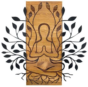 Διακοσμητικό Τοίχου Meditation 279ENZ1843 58x57,5cm Black-Walnut Wallity Μέταλλο,Ξύλο