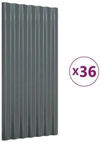 vidaXL Πάνελ Οροφής 36 τεμ. Ανθρακί 80x36 εκ. Γαλβανισμένος χάλυβας