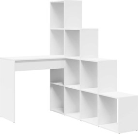 vidaXL Γωνιακό γραφείο με ράφι Λευκό 101,5 x 149,5 x 149,5 εκ.