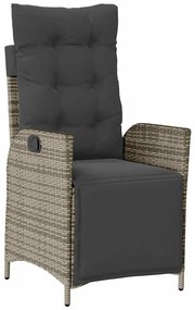 vidaXL Σέτ φαγητού για κήπο 7 pcs Γκρι Πολυ ράταν