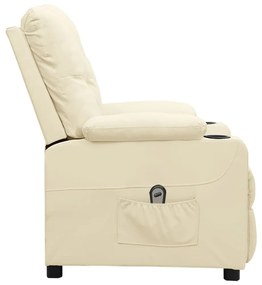 vidaXL Πολυθρόνα Ανακλινόμενη Ηλεκτρική Κρεμ από Συνθετικό Δέρμα